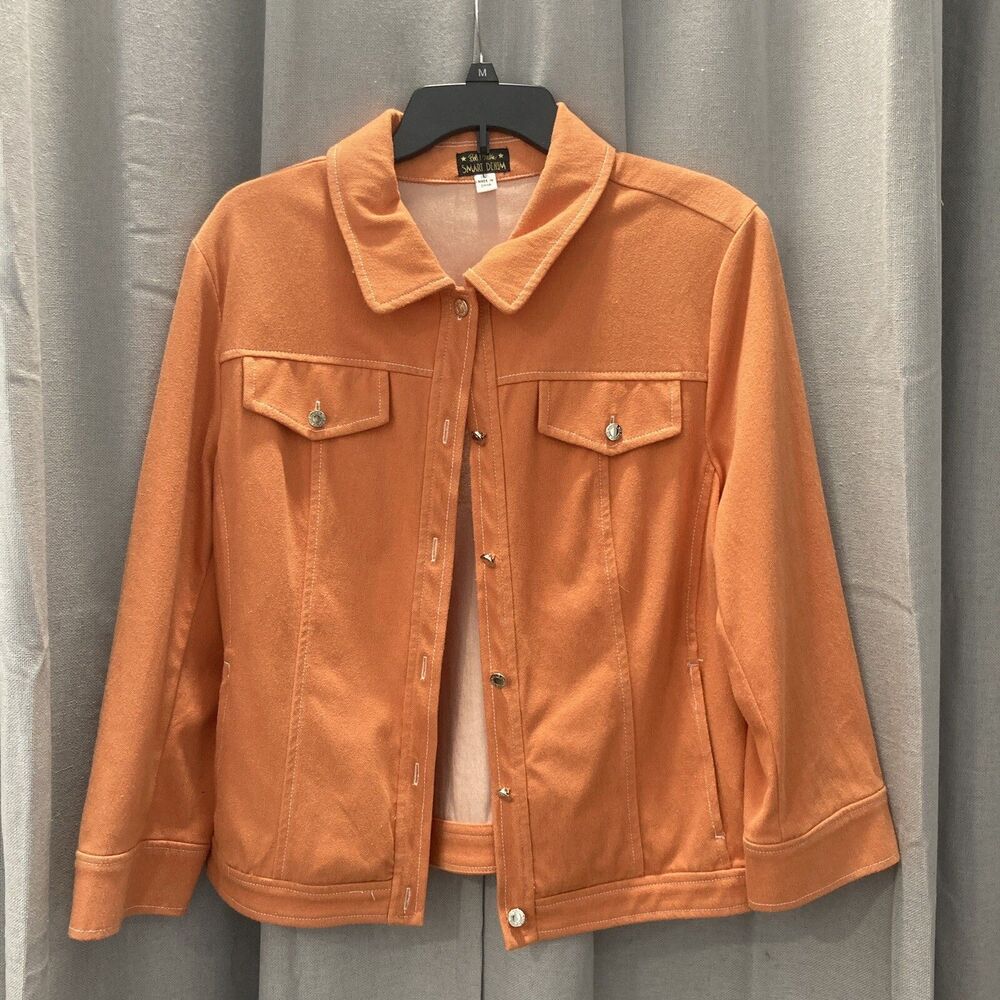 Bob Mackie Smart Denim Orange Jacket Size Large